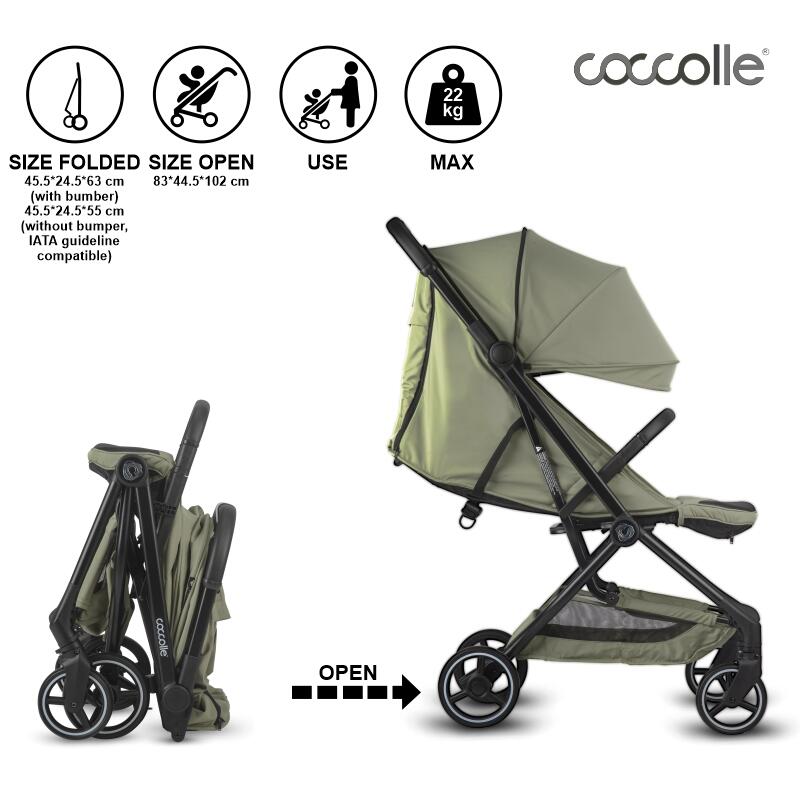 Coccolle Sierra športni voziček s samodejnim zlaganjem – Sage green
