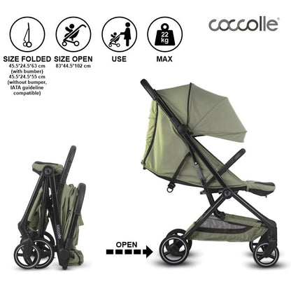 Coccolle Sierra športni voziček s samodejnim zlaganjem – Sage green