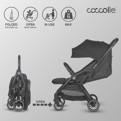 Coccolle Arella športni voziček s samodejnim zlaganjem – Jet black