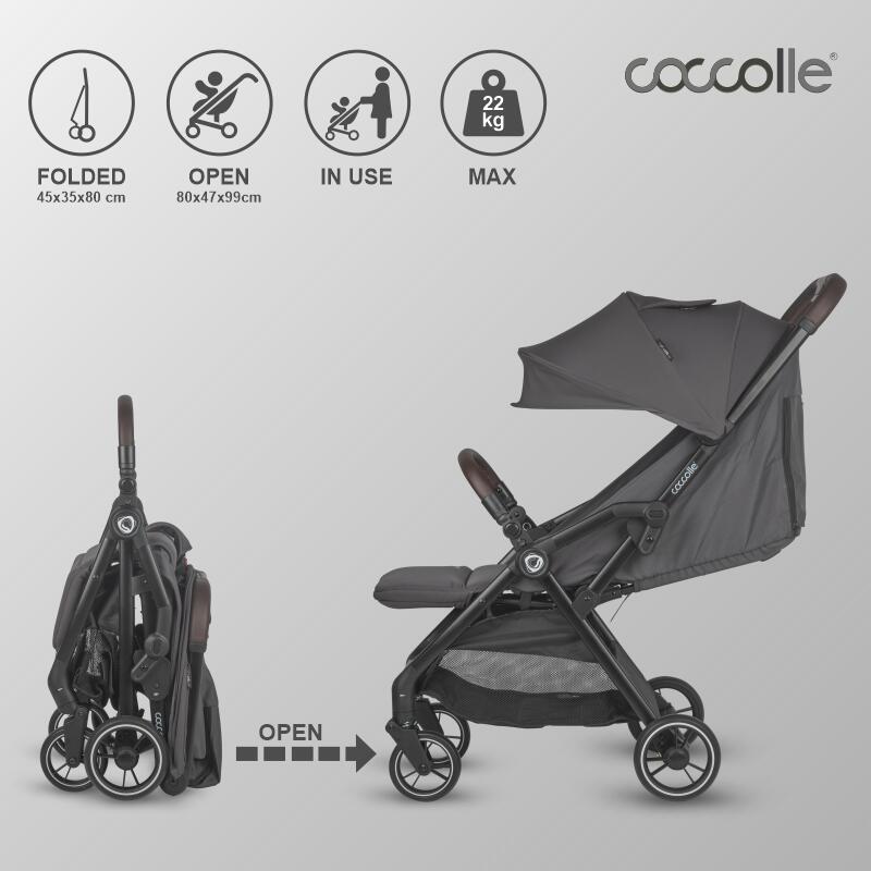Coccolle Arella športni voziček s samodejnim zlaganjem – Dark pearl