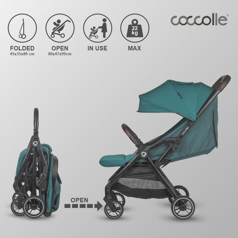 Coccolle Arella športni voziček s samodejnim zlaganjem – Emerald green