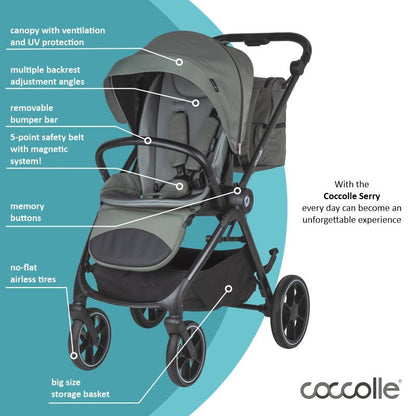 Coccolle Serry otroški voziček 2v1 – Moss Green