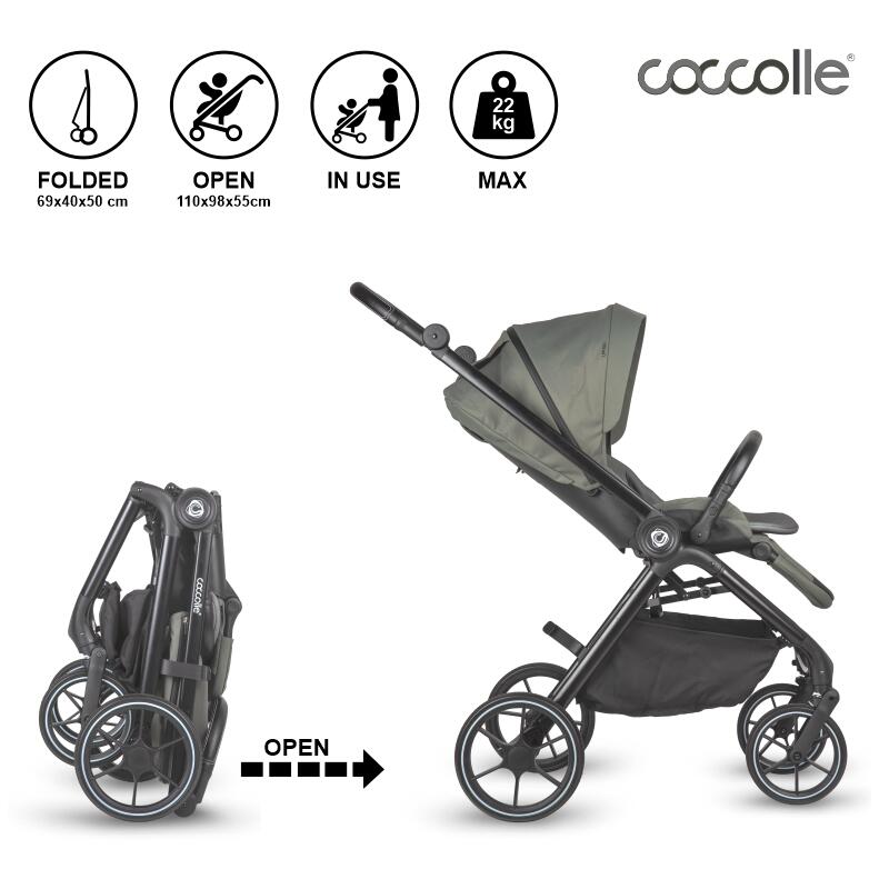 Coccolle Serry otroški voziček 2v1 – Moss Green