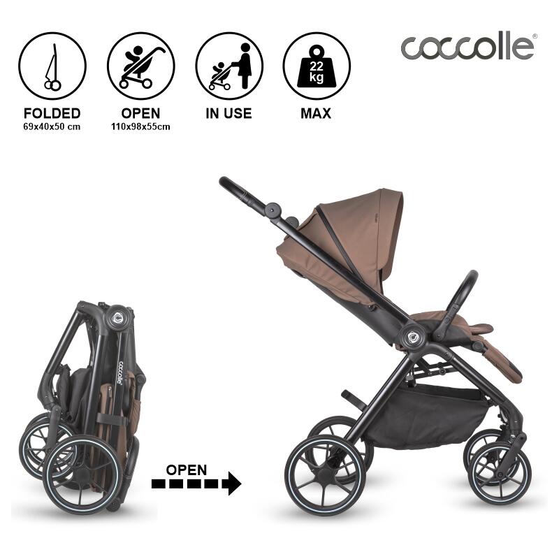Coccolle Serry otroški voziček 2v1 – Light Taupe
