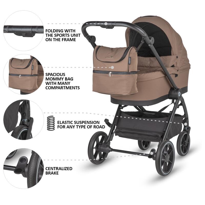 Coccolle Serry otroški voziček 2v1 – Light Taupe
