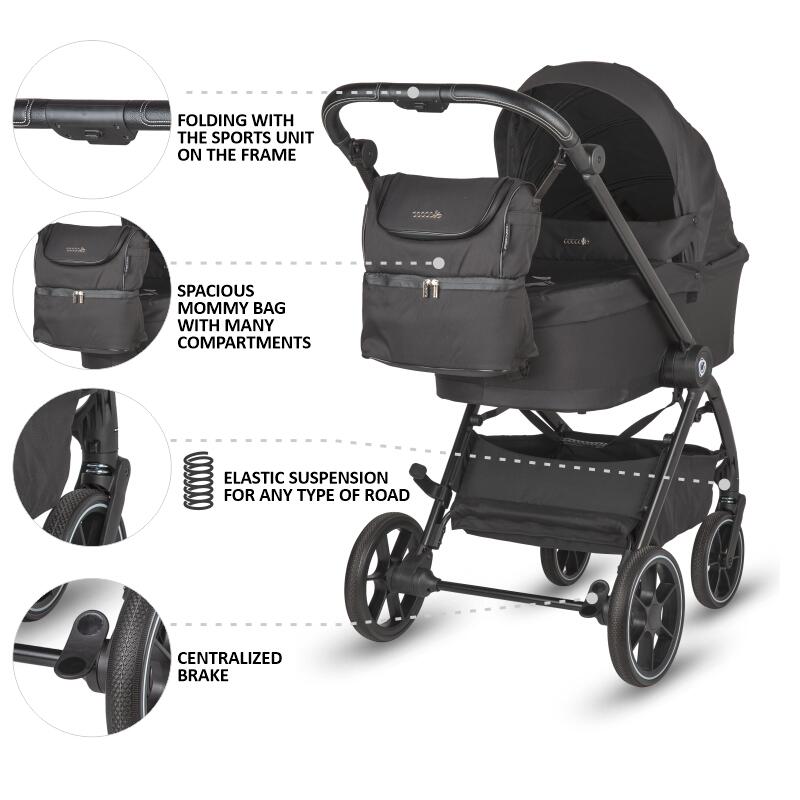 Coccolle Serry otroški voziček 2v1 – Jet Black
